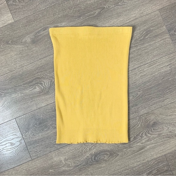 Ports 1961 Women’s Ribbed Knit Mini Skirt Vintage 90s Y2K Mustard Yellow S 2000 - Picture 5 of 13